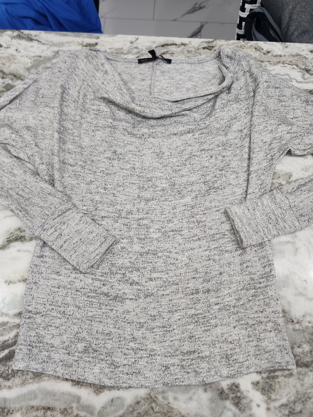 White House Black Market Marled Light Gray Cowl Neck Sweater